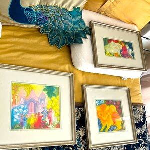 Professionally framed Set of fairytale art. 3 different prints orSold sep. ($25)